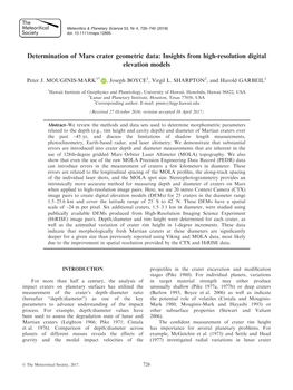 Determination of Mars Crater Geometric Data: Insights from High-Resolution Digital Elevation Models