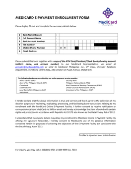 Medicard E-Payment Enrollment Form