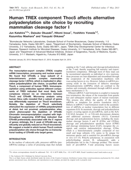 Human TREX Component Thoc5 Affects Alternative Polyadenylation