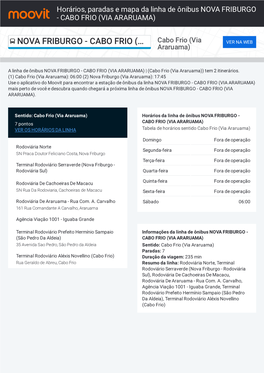 Horários, Paradas E Mapa Da Linha De Ônibus NOVA FRIBURGO - CABO FRIO (VIA ARARUAMA)