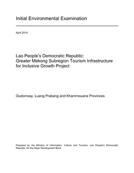 Lao People’S Democratic Republic: Greater Mekong Subregion Tourism Infrastructure for Inclusive Growth Project