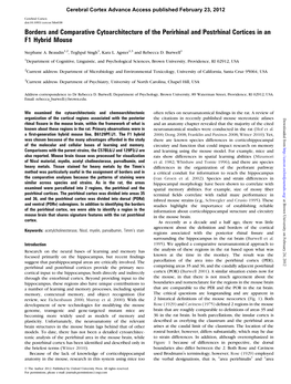 Borders and Comparative Cytoarchitecture of the Perirhinal and Postrhinal Cortices in an F1 Hybrid Mouse