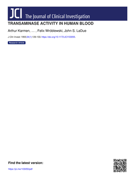 Transaminase Activity in Human Blood