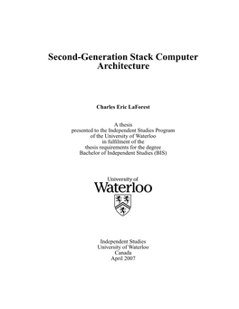 Second-Generation Stack Computer Architecture