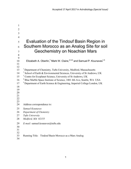 Evaluation of the Tindouf Basin Region in Southern