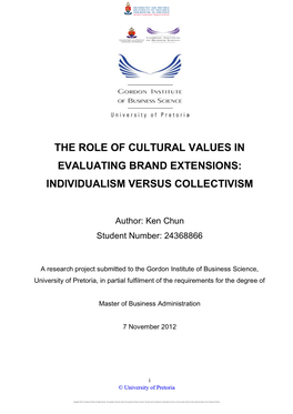 The Role of Cultural Values in Evaluating Brand Extensions: Individualism Versus Collectivism