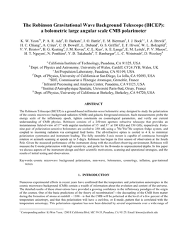 The Robinson Gravitational Wave Background Telescope (BICEP): a Bolometric Large Angular Scale CMB Polarimeter