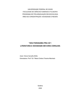 Literatura E Sociedade Em Cora Coralina