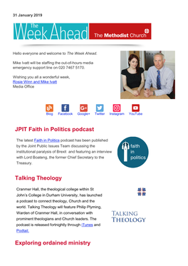 JPIT Faith in Politics Podcast Talking Theology Exploring Ordained Ministry