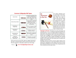 Common Calligraphy Nib Types