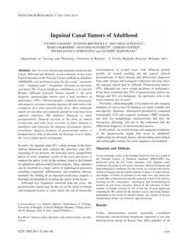 Inguinal Canal Tumors of Adulthood