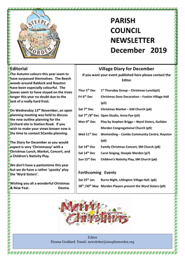 PARISH COUNCIL NEWSLETTER December 2019