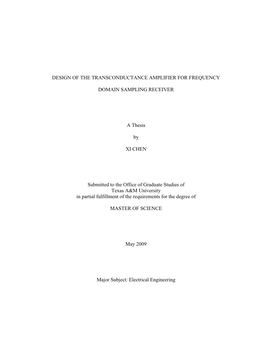 Design of the Transconductance Amplifier for Frequency