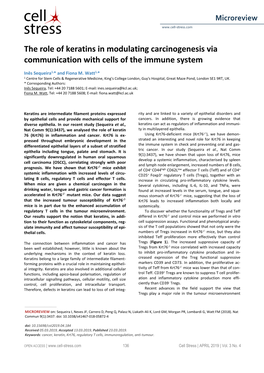 The Role of Keratins in Modulating Carcinogenesis Via Communication with Cells of the Immune System