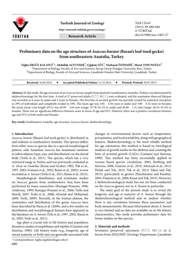 Preliminary Data on the Age Structure of Asaccus Barani (Baran's Leaf