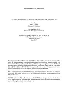 Usage-Based Pricing and Demand for Residential Broadband