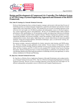 Design and Development of Compressed Air Controller Tire Inﬂation System (CACTIS) Using a System Engineering Approach and Elements of the KEEN Framework