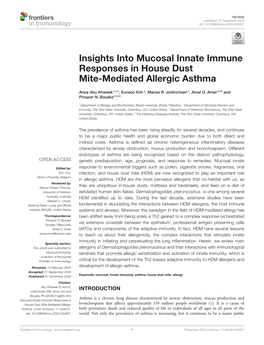 Insights Into Mucosal Innate Immune Responses in House Dust Mite-Mediated Allergic Asthma