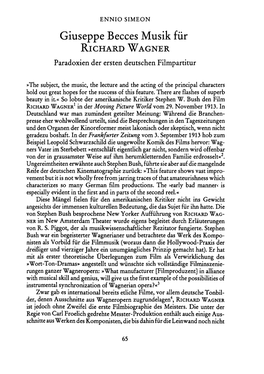 Giuseppe Becces Musik Für RICHARD WAGNER Paradoxien Der Ersten Deutschen Filmpartitur