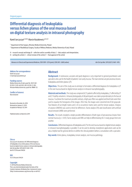 Differential Diagnosis of Leukoplakia Versus Lichen Planus of the Oral Mucosa Based on Digital Texture Analysis in Intraoral Photography