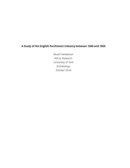 A Study of the English Parchment Industry Between 1650 and 1850