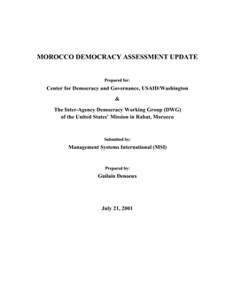 Morocco Democracy Assessment Update