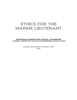 Ethics for the Marine Lieutenant