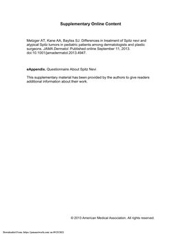 Differences in Treatment of Spitz Nevi and Atypical Spitz Tumors in Pediatric Patients Among Dermatologists and Plastic Surgeons