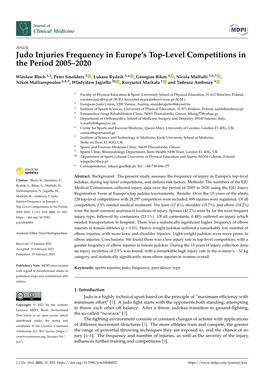 Judo Injuries Frequency in Europe's Top-Level Competitions in The