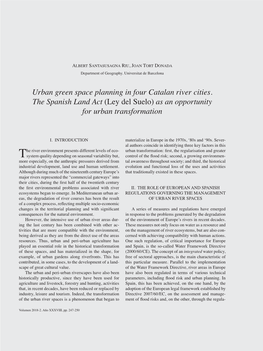 Urban Green Space Planning in Four Catalan River Cities. the Spanish Land Act (Ley Del Suelo) As an Opportunity for Urban Transformation