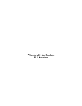 Williamsburg Civil War Roundtable 2019 Newsletters Williamsburg Civil War