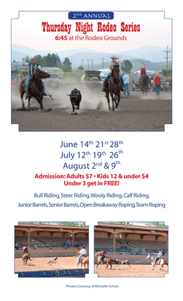 Thursday Night Rodeo Series 6:45 at the Rodeo Grounds