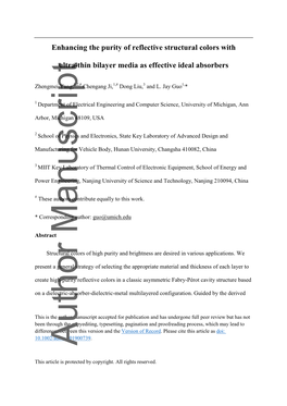 Enhancing the Purity of Reflective Structural Colors with Ultrathin