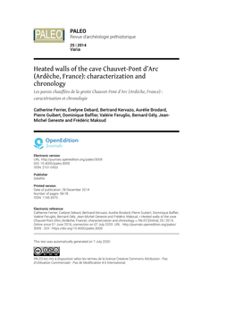 Heated Walls of the Cave Chauvet-Pont D'arc (Ardèche, France): Characterization and Chronology