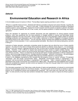 Environmental Education and Research in Africa