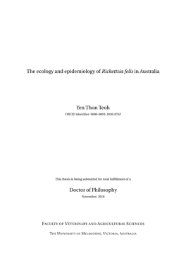 The Ecology and Epidemiology of Rickettsia Felis in Australia Yen