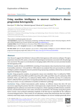 Using Machine Intelligence to Uncover Alzheimer's Disease Progression