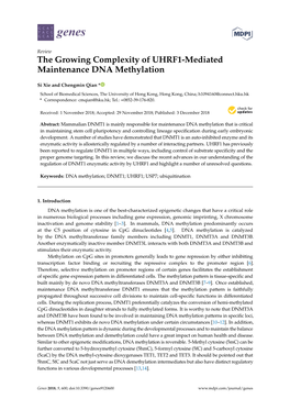 The Growing Complexity of UHRF1-Mediated Maintenance DNA Methylation