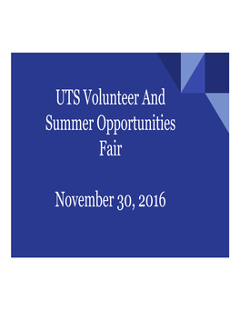 UTS Volunteer and Summer Opportunities Fair November 30