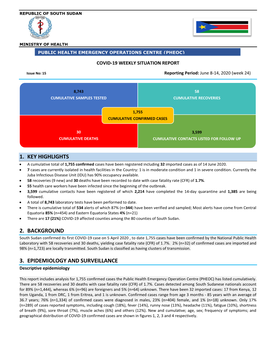 South Sudan COVID-19 Weekly Situation Report 8-14 June 2020
