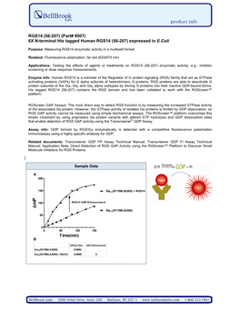 RGS14 (56-207) (Part# 8007) 6X N-Terminal His Tagged Human RGS14 (56-207) Expressed in E.Coli