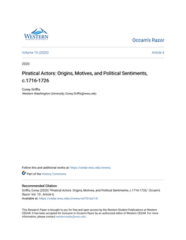 Origins, Motives, and Political Sentiments, C.1716-1726