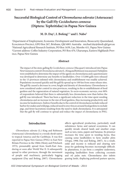 Successful Biological Control of Chromolaena Odorata (Asteraceae) by the Gall Fly Cecidochares Connexa (Diptera: Tephritidae) in Papua New Guinea