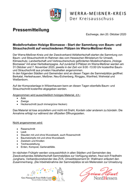 Pressemitteilung Eschwege, Den 20