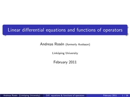 Linear Differential Equations and Functions of Operators