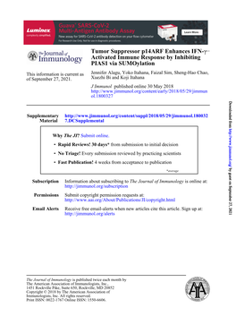 Tumor Suppressor P14arf Enhances IFN-Γ–Activated Immune Response