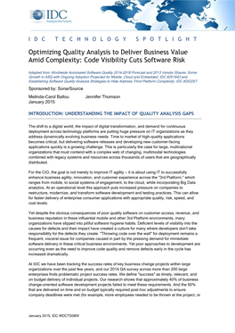 Optimizing Quality Analysis to Deliver Business Value Amid Complexity: Code Visibility Cuts Software Risk