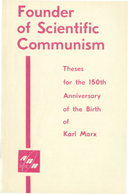 Theses for the 150Th Anniversary of the Bir H of Karl Marx