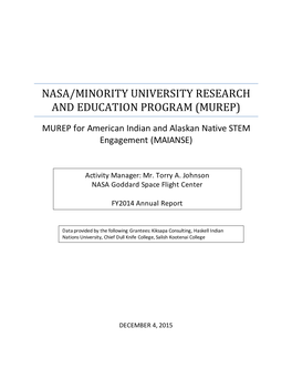 Nasa/Minority University Research and Education Program (Murep)