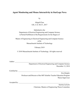 Agent Monitoring and Mouse Interactivity in Starlogo Nova